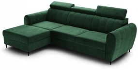 Canapea de colț Celias Mini stânga cu funcție de dormit - verde catifea Kronos 19