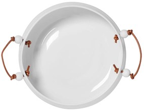 Räder Bol din portelan alb cu maner din piele