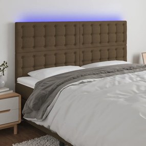 Tablie de pat cu LED, maro inchis, 180x5x118 128 cm, textil 1, Maro inchis, 180 x 5 x 118 128 cm