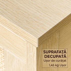 HOMCOM Noptieră Modernă din MDF, Design cu Sertar și Raft pentru Depozitare, 40x40x48 cm, Culoare Lemn Natur | Aosom Romania