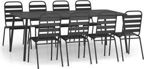 vidaXL Set de masă pentru grădină, 9 piese, antracit, oțel