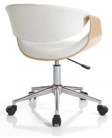 Scaun de birou alb-în culoare naturală din imitație de piele Visby – Tomasucci