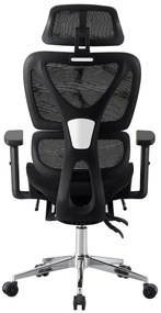 RIGACHAIR Scaun ergonomic, cotiere 2D, tetiera 2D, recliner 155°, suport picioare, Full Mesh, Negru