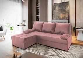 OFERTA Canapea coltar extensibila roz ZENA, reversibila calitatea II