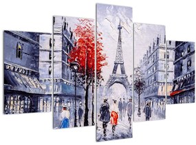 Tablou - Străzi din Paris, pictură în ulei (150x105 cm)