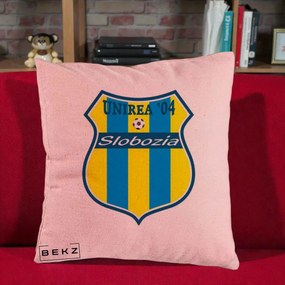 Perna Personalizata Unirea '04 Slobozia Fotbal, 40x40 cm, Roz, Husa Detasabila, Perna Inclusa, BEKZ®