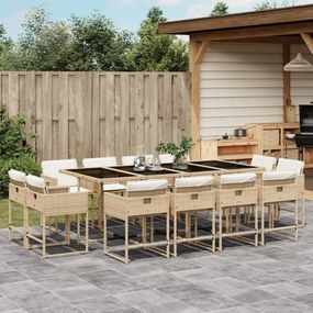 vidaXL Set mobilier de grădină cu perne, 13 piese, bej, poliratan