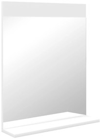 HOMCOM Oglindă de Baie pentru Perete în Stil Modern, Oglindă de Baie cu Raft, 50x12x60 cm, Alb | Aosom Romania