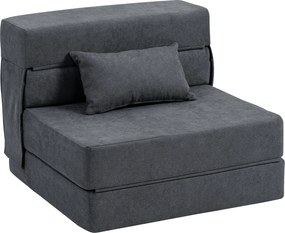 HOMCOM Fotoliu Pat Single Pliabil Modern, Fotoliu de Podea Compact Convertibil în Șezlong și Saltea, Pat pentru Living, Cameră de zi și Birou, 80x80x64 cm, Gri Închis | Aosom Romania