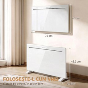 HOMCOM Convector Electric 1500 W, de Perete și Podea, Compatibil Alexa și Google Home, Alb | Aosom Romania