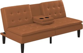 Canapea maro coniac extensibilă cu tapițerie din imitație de piele 191 cm Maine – Støraa