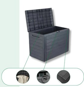 Cutie de depozitare WOODEBOX, 190L, 78x44x55cm, antracit Prosperplast