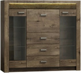 Vitrina INDIANAPOLIS I8, frasin inchis, PAL laminat/furnir ABS/metal,
