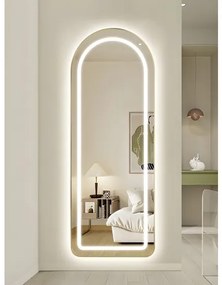 Oglinda LED Ovala 50x160 cm, Iluminare 3 Nuanțe, Touch Control & Design Premium Rama Gold