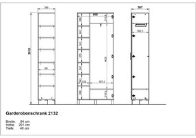 Șifonier gri antracit 82x202 cm Ceduna – Germania