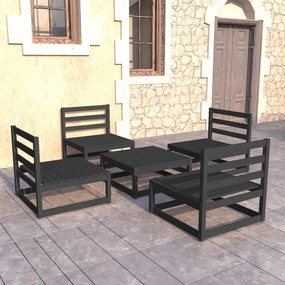 vidaXL Set mobilier de grădină, 5 piese, negru, lemn masiv de pin