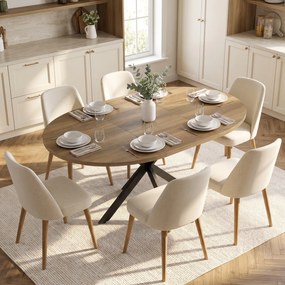HOMCOM Masă de Sufragerie Extensibilă cu Picior în Formă de X, 100-135cm, Maro | Aosom Romania