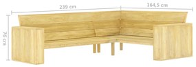 Banca de gradina de colt, 239 cm, lemn de pin tratat