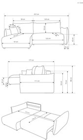 Colțar extensibil universal FRIDA în formă de L, cu spațiu de depozitare, maro