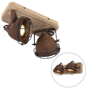 Spotlight inteligent maro ruginiu cu lemn, inclusiv 2 GU10 WiFi - Gina