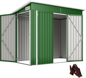 Outsunny Șopron de grădină exterior 2,7 m² 234x132x185 cm cu trei uși, încuietoare și fante de ventilație, verde | Aosom Romania