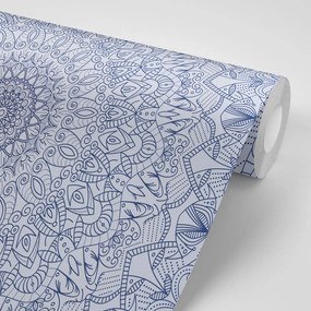Tapet autoadeziv Mandala decorativă detaliată în culoarea albastră