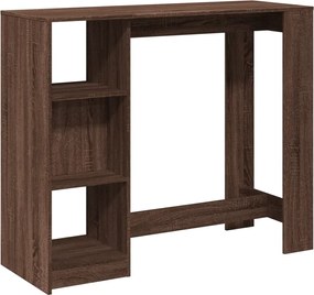 vidaXL Masă bar cu raft, stejar maro, 124x46x103,5 cm, lemn prelucrat
