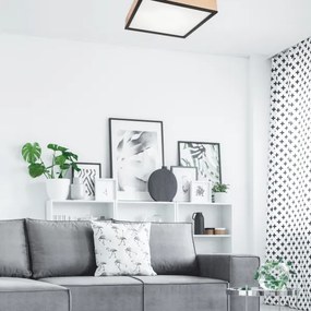 Plafonieră NATURAL SQUARE 4xE27/15W/230V 48x48 cm pin/negru