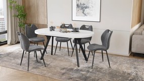 Mazzoni Masă ovală extensibilă EXPANSO Alb Mat / picioare negre