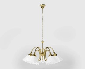 Candelabru 5 brate din alama si abajur ceramic Zefira