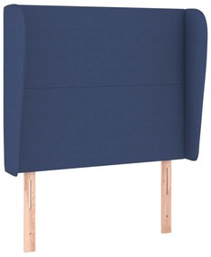 3117672 vidaXL Tăblie de pat cu aripioare, albastru, 103x23x118/128 cm, textil