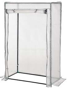 Outsunny Seră de grădină, seră de balcon, pânză renforțată PE, structură din oțel, ușă zippată rulabilă, 100 x 50 x 150 cm alb | Aosom Romania