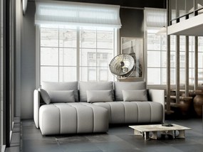 Colțar extensibil dumonde cu ladă de depozitare si sezut confortabil din spuma high-density, Malta Enjoy Silver 235x185 cm