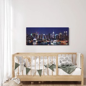 Tablou - Zgârie-nori din New York iluminate (120x50 cm)