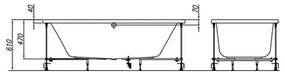 Cada baie incastrata 170 x 80 cm KolpaSan, Elektra 1700x800 mm