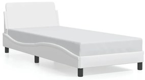 373079 vidaXL Cadru de pat cu tăblie, alb, 80x200 cm, piele ecologică