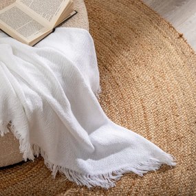 Cuvertură albă din bumbac reciclat 260x280 cm Spike – Ixia