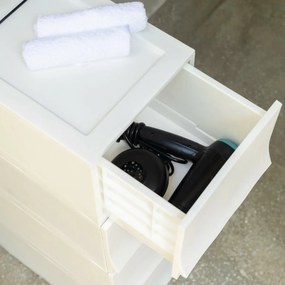 Cutie de depozitare modulară Wave Junior Snow cu roți 43,4 x 27,2 x 22 cm, Îngust - 1 sertar - rotițe