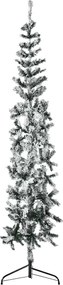 vidaXL Jumătate brad de Crăciun artificial subțire, cu zăpadă, 240 cm