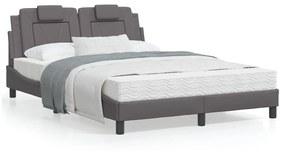 3208085 vidaXL Cadru de pat cu tăblie, gri, 120x200 cm, piele ecologică