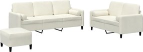 vidaXL Set de canapele cu perne, 3 piese, crem, catifea
