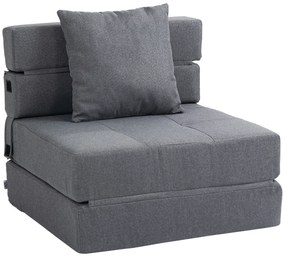 HOMCOM Fotoliu Pliabil Convertibil în Pat Single cu Pernă Inclusă, 70x70x61 cm, Gri | Aosom Romania