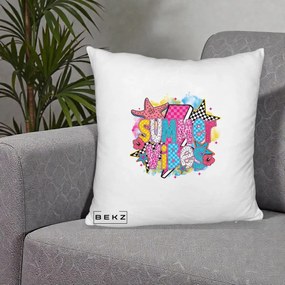Perna Decorativa Summer Vibes Colorata, 40x40 cm, Alb Pufos, Husa Detasabila, Perna Inclusa, BEKZ®