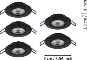 Eglo 300189 - Set 5x spoturi LED încastrate GEDREZ, 4,9 W, 230 V, Ø 9 cm, negru