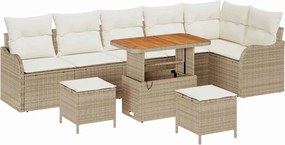 vidaXL Set de canapele pentru grădină cu pernă 9 pcs Bej poliratan