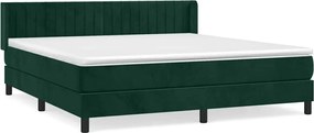 vidaXL Pat box spring cu saltea, verde închis, 160x200 cm, catifea