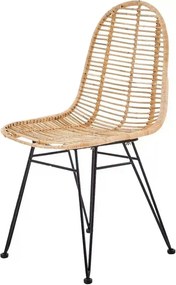 Scaun K337, stejar/negru, ratan natural/metal, 44X55X90 CM