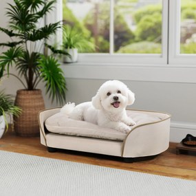 PawHut Canapea pentru câini canapea pentru animale de companie cu pernă detașabilă și husă lavabilă 66 x 43 x 19,5 cm bej | Aosom Romania