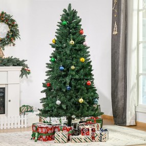 Brad de Craciun artificial rabatabil cu baza detasabila, 724 ramuri, din PVC si otel, decoratiuni de Craciun HOMCOM | Aosom RO