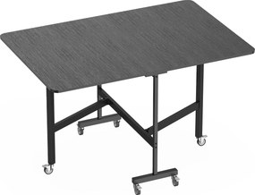 HOMCOM Masă de Dining Pliabilă, Masă de Bucătărie Rabatabilă cu Roți cu Frână pentru 4-6 Persoane, Birou Compact cu Cadru din Oțel, pentru Living, 120x80x73 cm, Negru cu Efect de Lemn | Aosom Romania